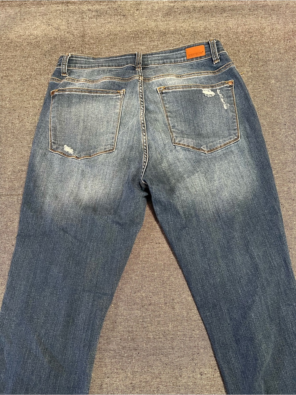 Judy Blue Women's Blue Skinny Jeans with Red Plaid Patch Detail - Picture 2 of 4